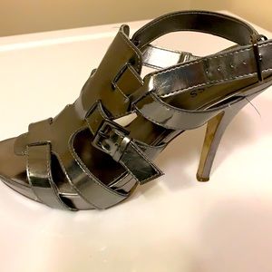 Guess by Marciano Silver Metallic Sandals 8.5